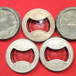 3 Vintage Presto Widemouth Bowtie Canning Lids & Glass Inserts, 2 Widemouth Lids